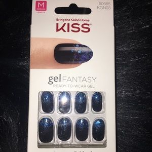 Kiss black with blue glitter nails